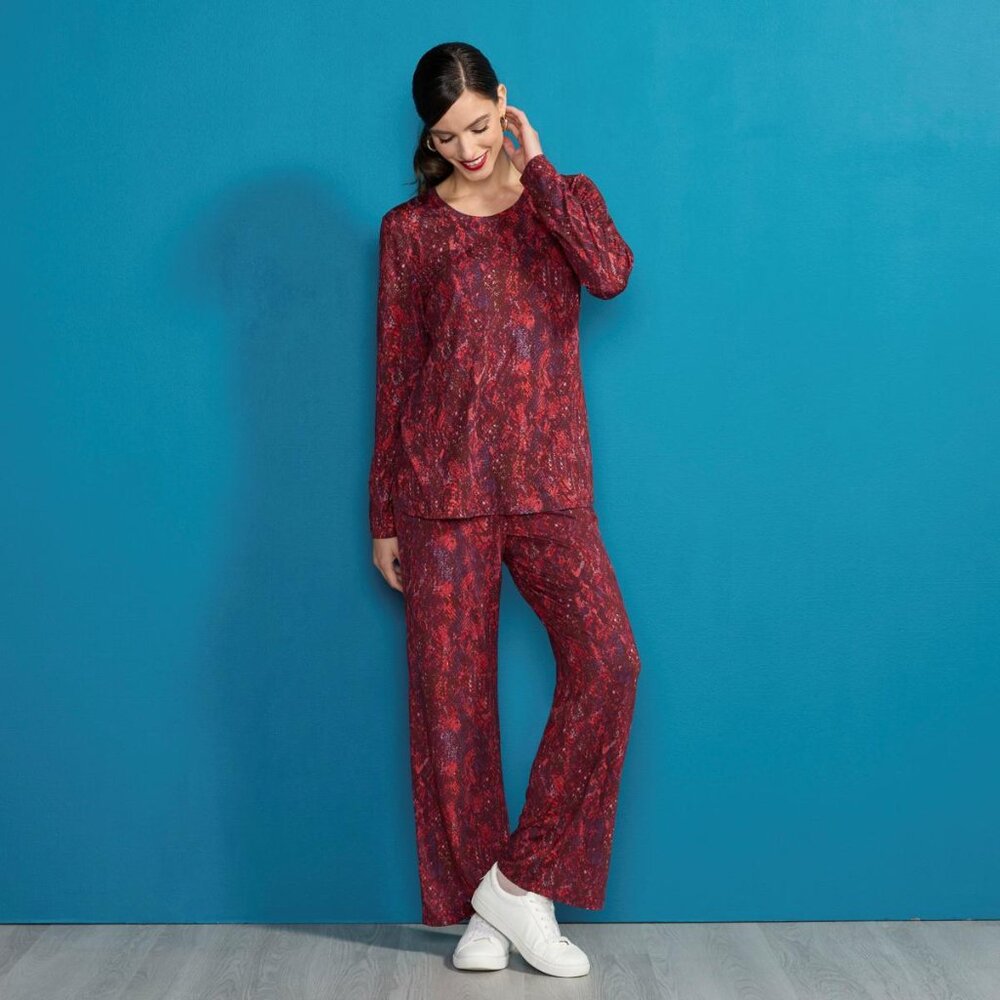 IMAN Global Chic 2-piece Long Sleeve Top & Pant Pajama Set    NWT 1X